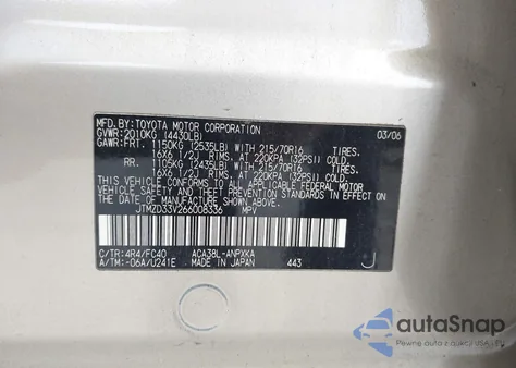 2006 Toyota Rav4 из США, поврежденный, VIN JTMZD33V266008336